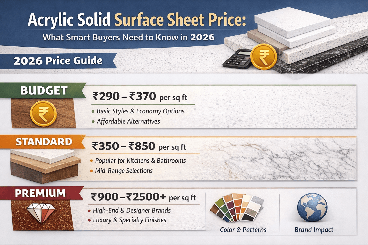 Acrylic Solid Surface Sheet Price: What Smart Buyers Need to Know in 2026?